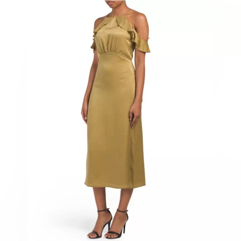 Donna Mizani Alianna Cold Shoulder Dress Moss Green Size Large